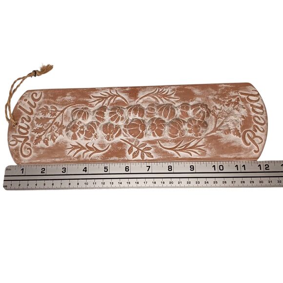 Terracotta Garlic Bread Warmer Or Wall Decor Garlic & Herb Design 12" x 4" - Picture 9 of 9